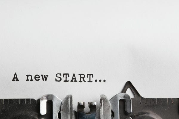a new Start - mit Schreibmaschine geschrieben 